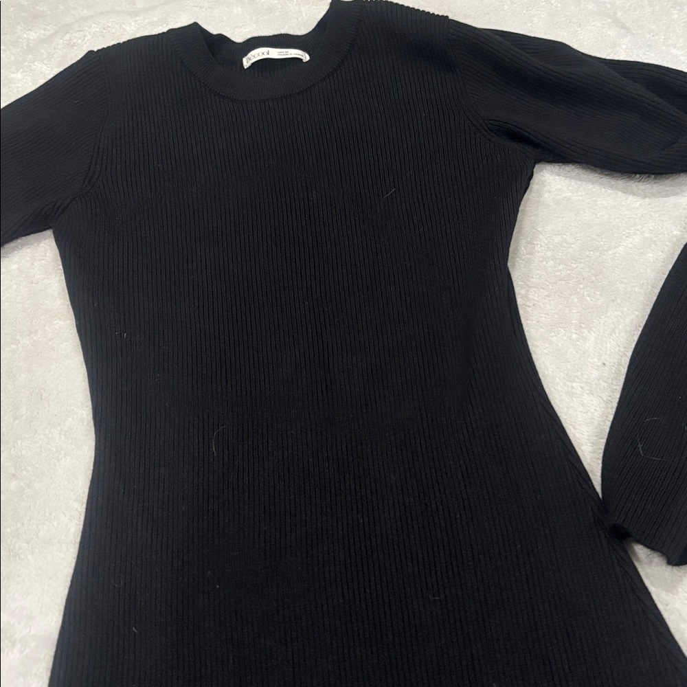 ⭐️ 2/$10 - BE Cool Black Long Sleeve Sweater Maxi Dress with Front Slit - Picture 3 of 4